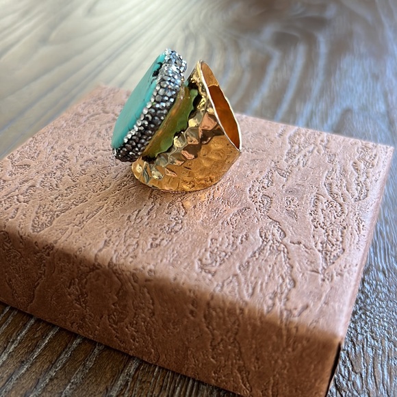Baublebar Globetrotter Turquoise Gold Ring Size 7 - Picture 2 of 7